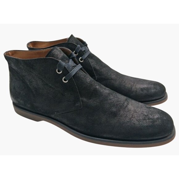 John Varvatos Boots Mens Size 10 Black Suede Chukka Ankle Lace Up Made in Italy - Picture 1 of 12